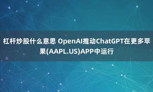 杠杆炒股什么意思 OpenAI推动ChatGPT在更多苹果(AAPL.US)APP中运行