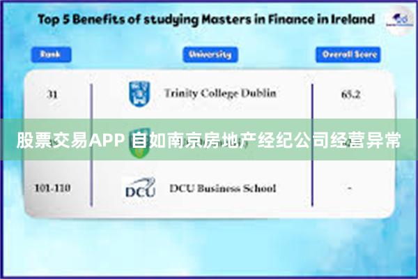 股票交易APP 自如南京房地产经纪公司经营异常