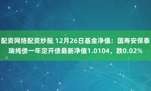 配资网络配资炒股 12月26日基金净值：国寿安保泰瑞纯债一年定开债最新净值1.0104，跌0.02%