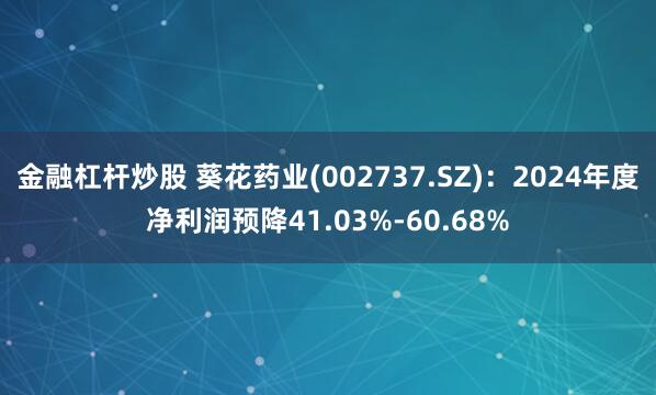 金融杠杆炒股 葵花药业(002737.SZ)：2024年度净利润预降41.03%-60.68%