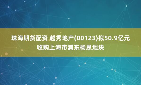 珠海期货配资 越秀地产(00123)拟50.9亿元收购上海市浦东杨思地块