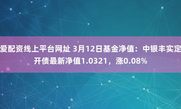 爱配资线上平台网址 3月12日基金净值：中银丰实定开债最新净值1.0321，涨0.08%