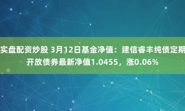 实盘配资炒股 3月12日基金净值：建信睿丰纯债定期开放债券最新净值1.0455，涨0.06%